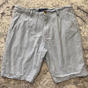 U.S. Polo Assn. Mens Light Blue Striped Shorts W32 Cotton Stretch Chinos Beach